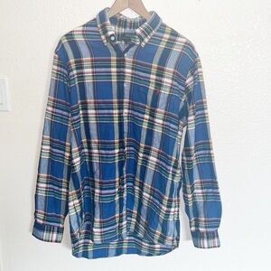 Polo By Ralph Lauren Classic Fit Blue Button Front Flannel Men's Long Sleeve
